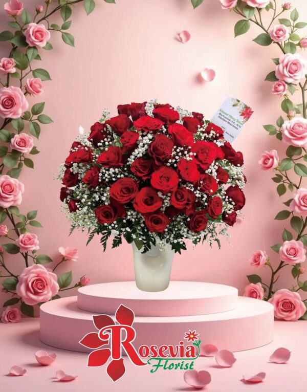 Bunga Meja Mawar Merah Elegan – Rosevia Tebingtinggi