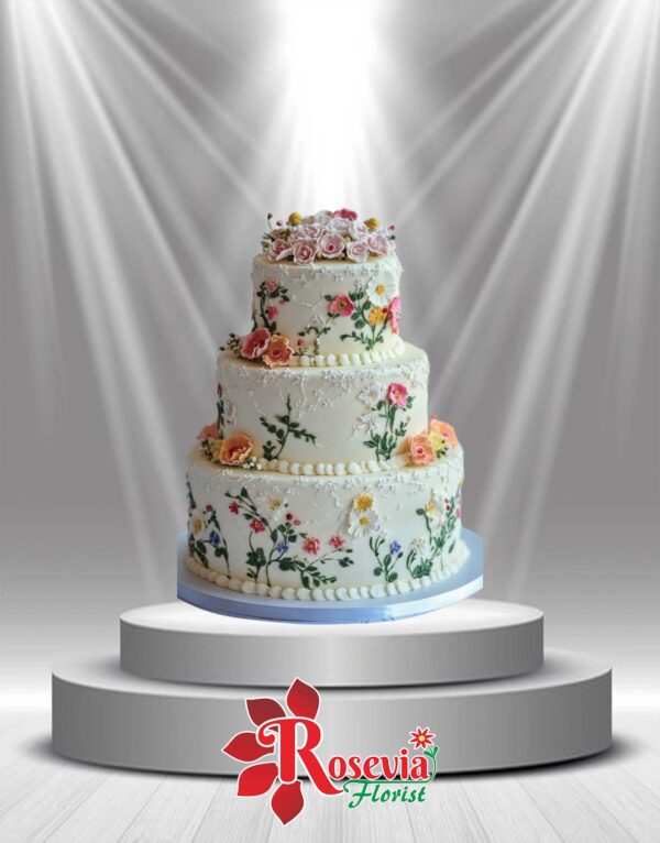 Wedding Cake Floral Elegance 3-Tier