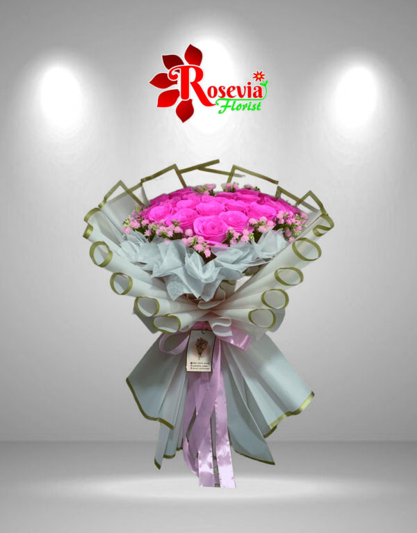 Buket Bunga Mawar Pink Elegan - Rosevia Florist Tebingtinggi